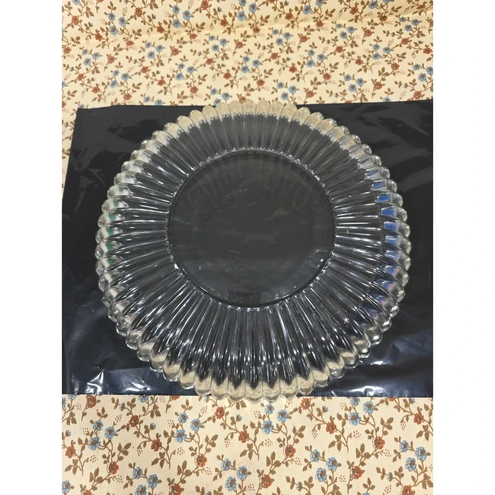 Clear Glass Fluted Serving‎ Bowl Decorative Edge